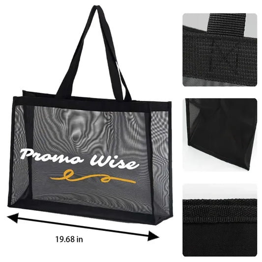 Durable Light Wide Base Reinforced Mesh Spacious Tote Bag