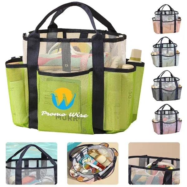 Multi-Pocket Compact Quick-Access See-Through Mesh Tote Bag