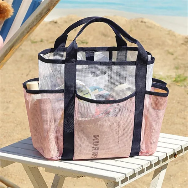 Multi-Pocket Compact Quick-Access See-Through Mesh Tote Bag