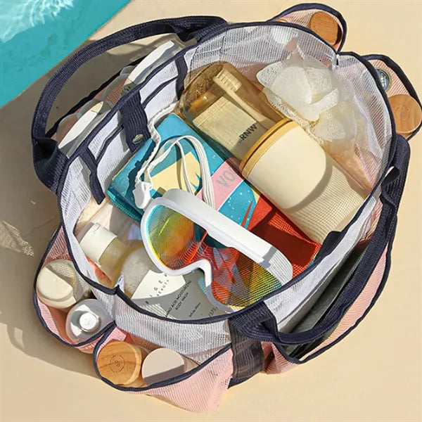 Multi-Pocket Compact Quick-Access See-Through Mesh Tote Bag