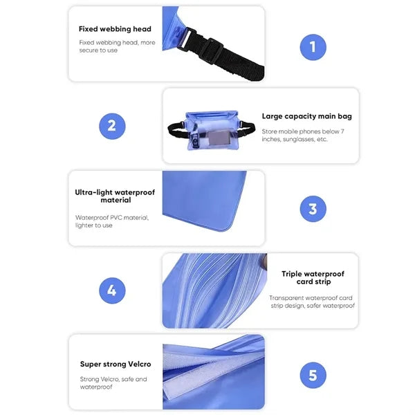 Waterproof PVC Phone Pouch With Adjustable Waist Strap