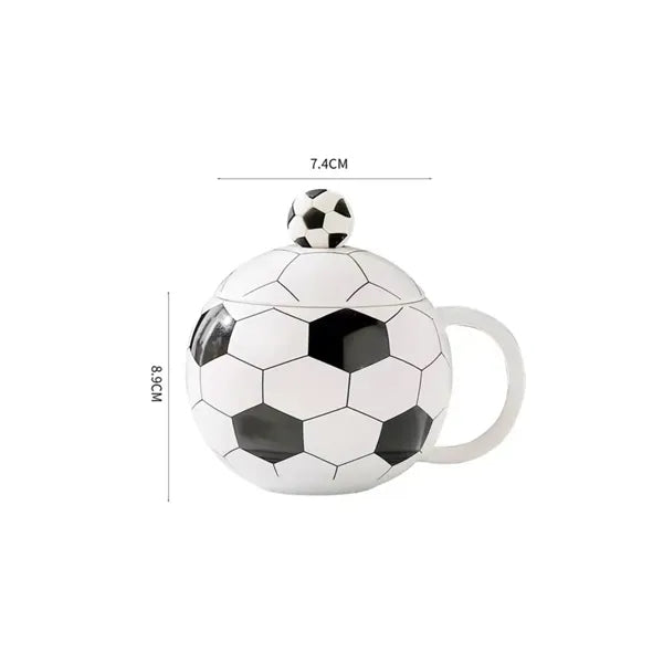 12Oz. Soccer Ball Themed Ceramic Mug with Lid