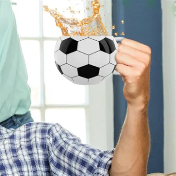 12Oz. Soccer Ball Themed Ceramic Mug with Lid
