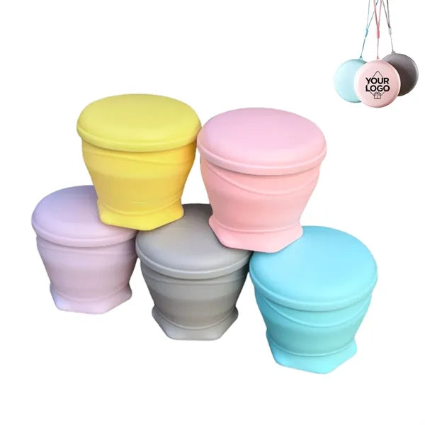 6oz Collapsible Silicone Travel Cup with Lanyard