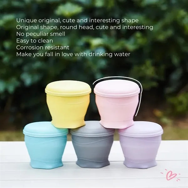 6oz Collapsible Silicone Travel Cup with Lanyard
