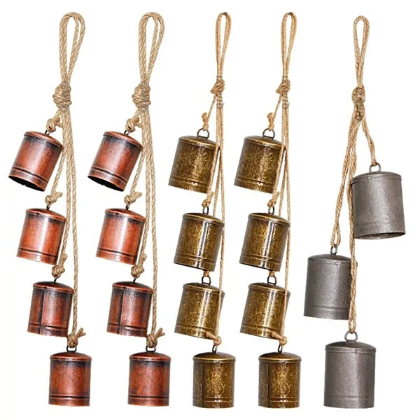 15.7in Christmas Retro Metal Wind Chimes with Hemp Rope