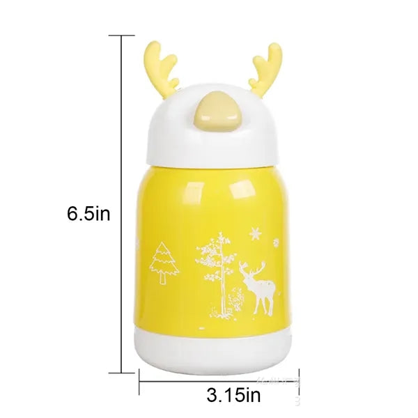 Christmas Reindeer Antlers Water Glass Cup With Lid