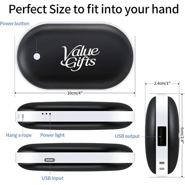Pebble Shaped Electric Hand Warmer Power Bank