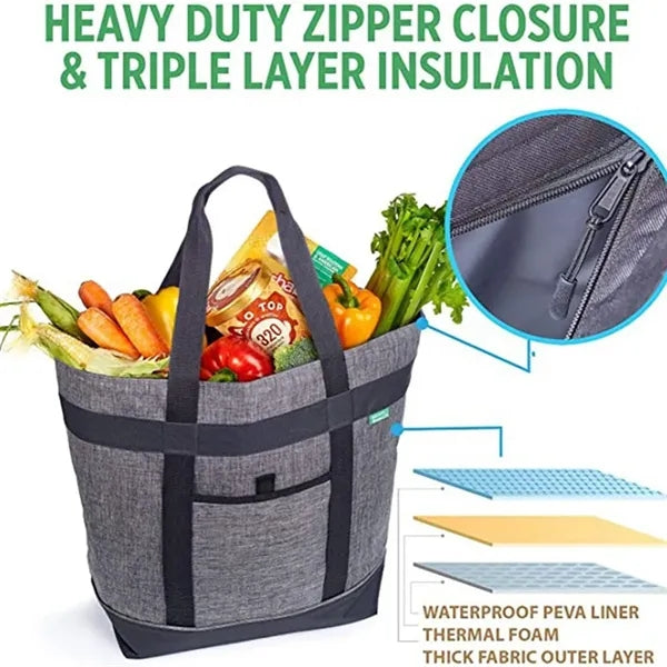 Spacious Foldable Wide Shoulder Strap Insulated Cooler Tote
