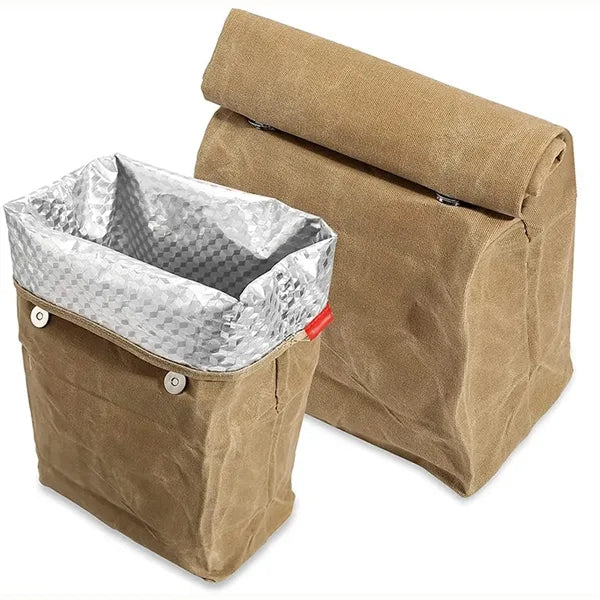 Insulated Leak Proof Magnetic Closure Waxed Canvas Lunch Bag