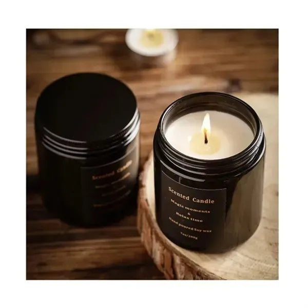 Aromatherapy Candle In Black Glass Jar