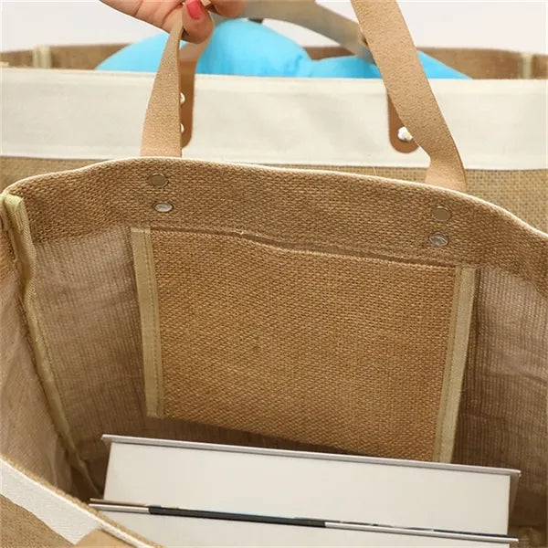 Large Fashion Jute Tote Bag