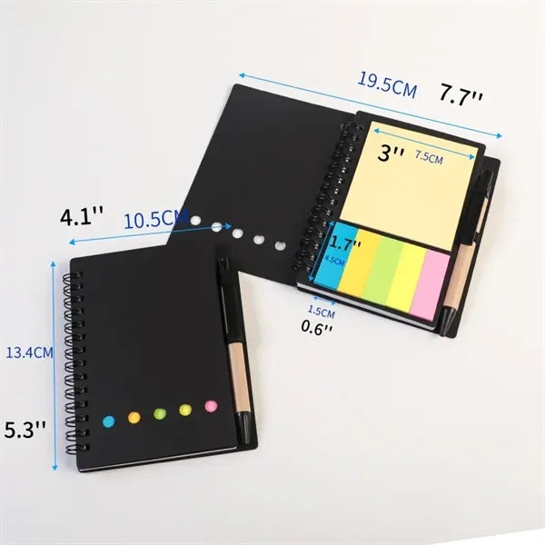 Portable Writing Notepad with Sticky Notes and Pen