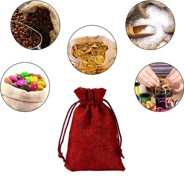 Small Burlap Bag With Drawstring Gift Pouches