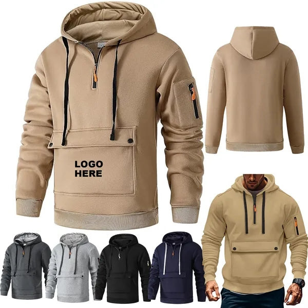 Quater Zip Up Pullover Sweatshirt Tactical Hoodies For Men