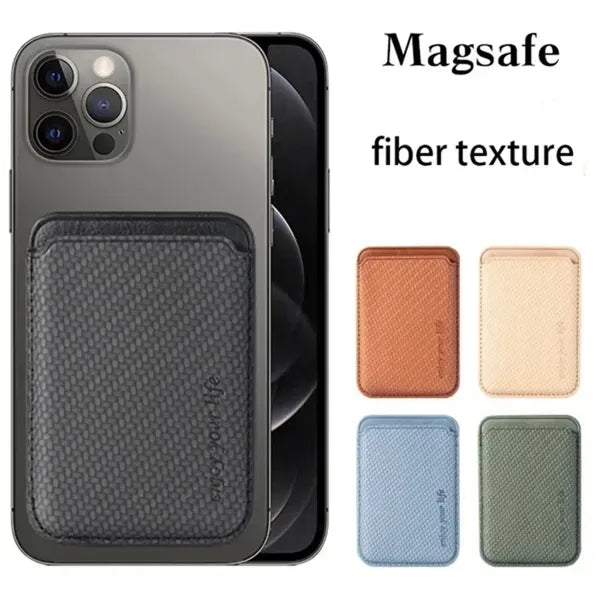Fiber Pattern Magnetic Card Holder Phone Wallet Magsafe