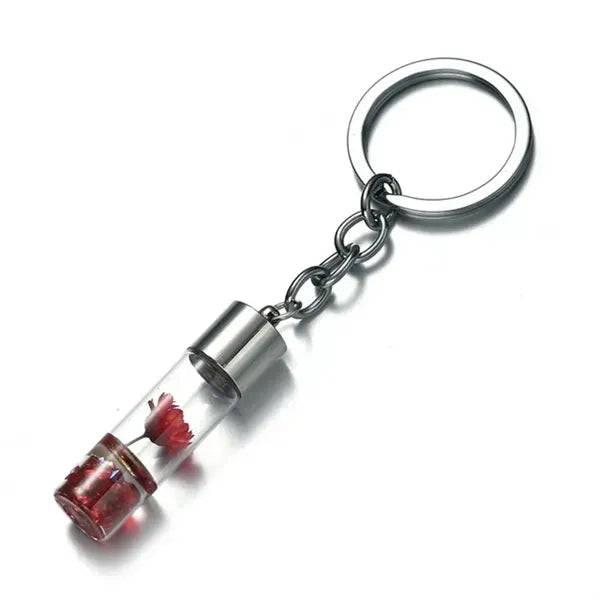 Dry Flower Glass Bottle Keychain