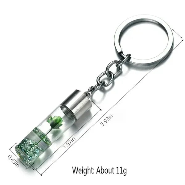 Dry Flower Glass Bottle Keychain