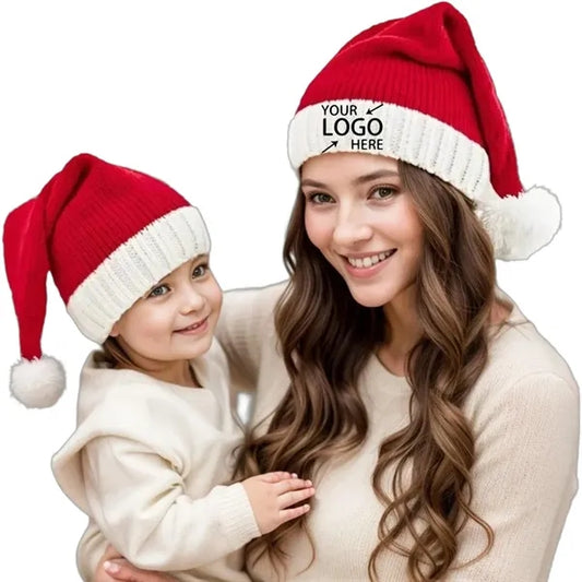 Christmas Knit Beanie Hat Winter Men Women Pom Santa Cap