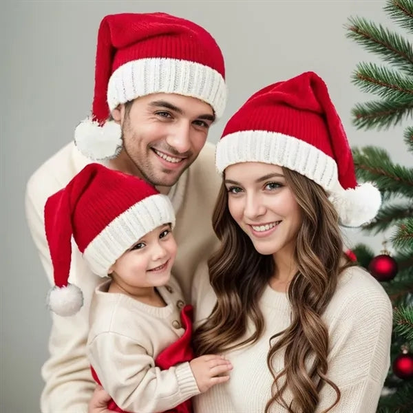 Christmas Knit Beanie Hat Winter Men Women Pom Santa Cap