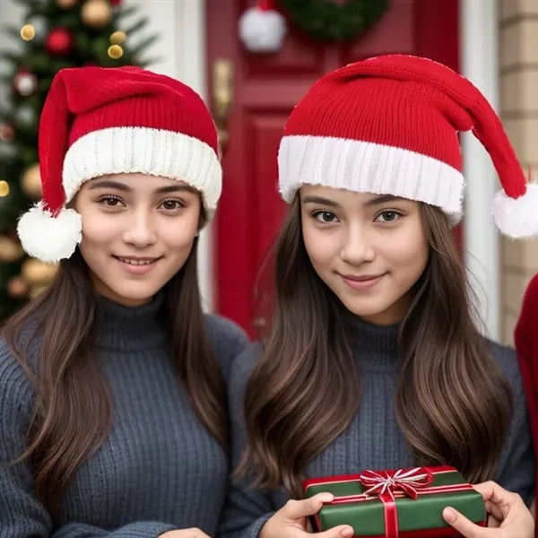 Christmas Knit Beanie Hat Winter Men Women Pom Santa Cap