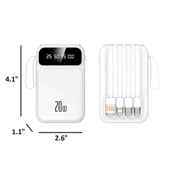 10,000mAh Power Bank with LCD Display and Flashlight