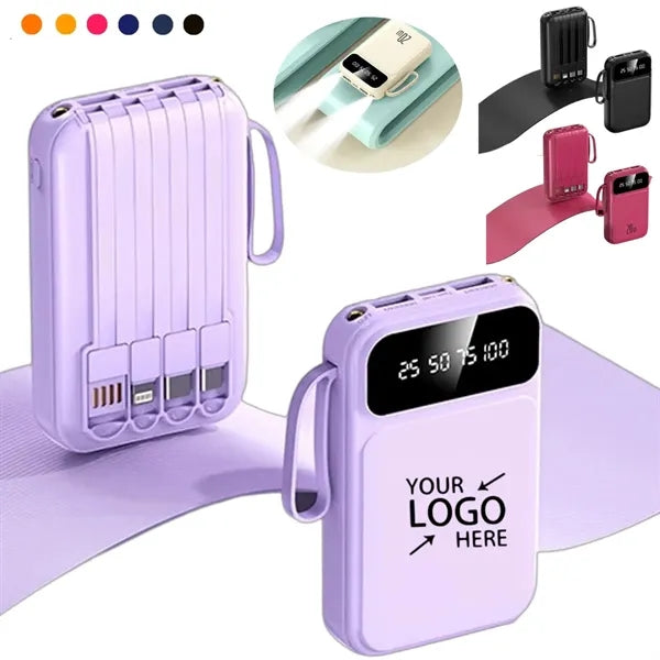 10,000mAh Power Bank with LCD Display and Flashlight