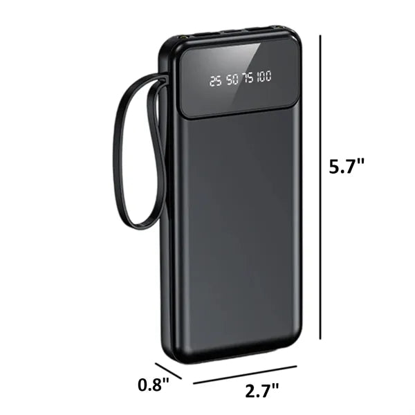 10000mAh Power Bank with LCD Display and Flashlight