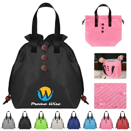 Spacious Waterproof Lining Drawstring Closure Bento Bag