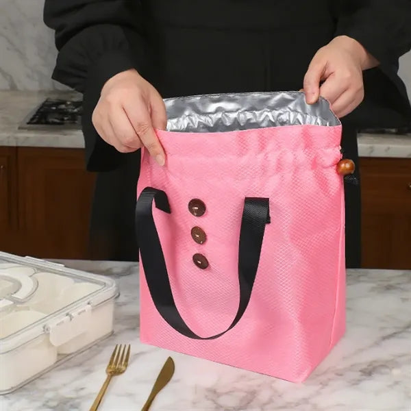 Spacious Waterproof Lining Drawstring Closure Bento Bag