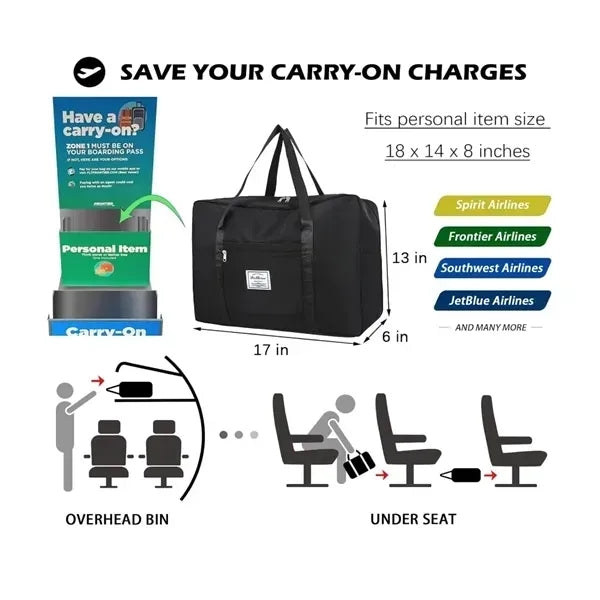 Duffel Bag Under Seat Carry On for Airlines Travel Tote