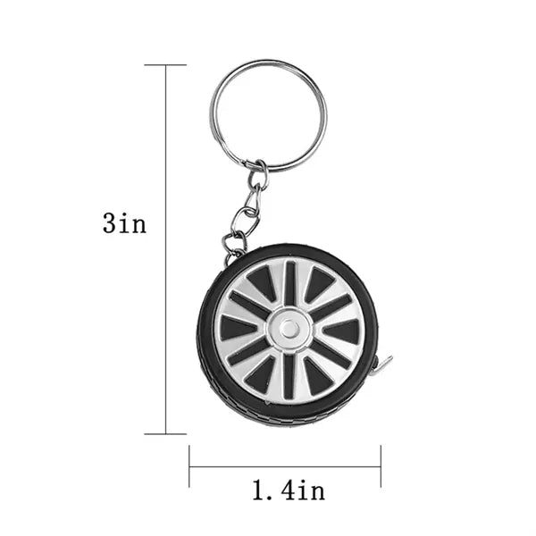 Mini Tape Measure Keychain in Tire Design