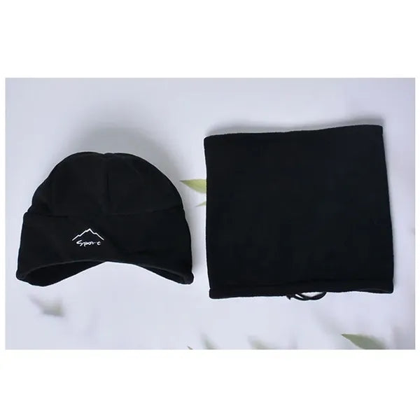 Winter fleece men's and women's warm hat scarf set