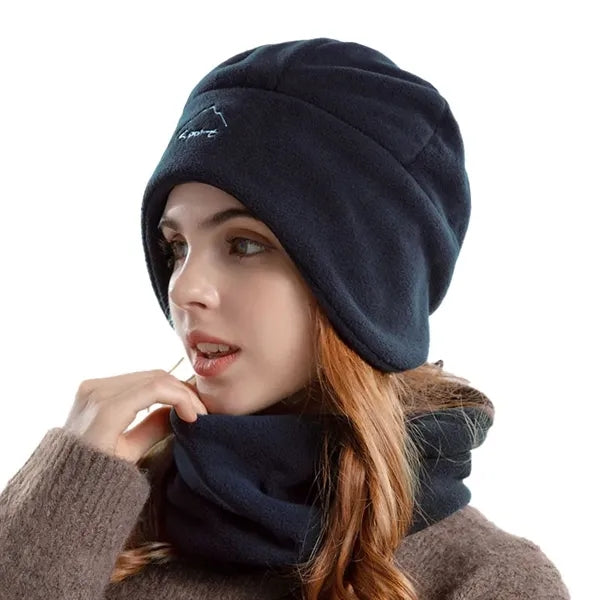 Winter fleece men's and women's warm hat scarf set