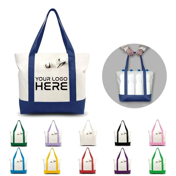 Canvas Tote With External Pocket