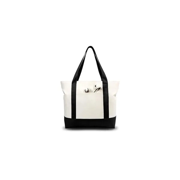 Canvas Tote With External Pocket