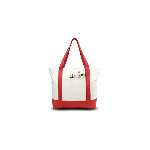 Canvas Tote With External Pocket
