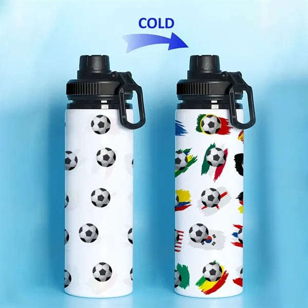 25oz Soccer Color Change Aluminum Water Bottle