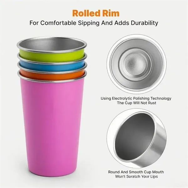 4 Pack 16oz Stainless Steel Beer Cup