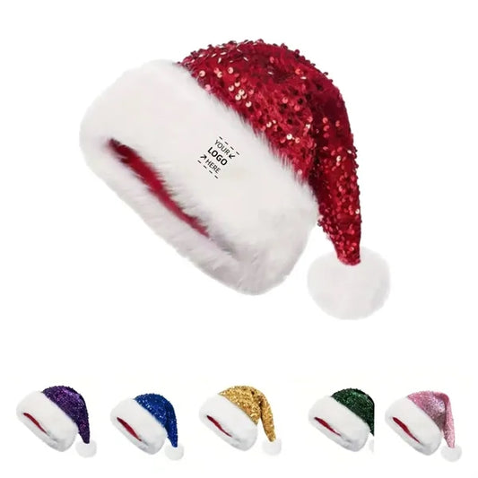 Christmas Santa Hat w/Sequins for Adult