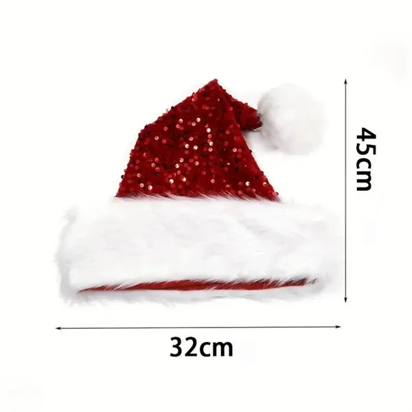 Christmas Santa Hat w/Sequins for Adult