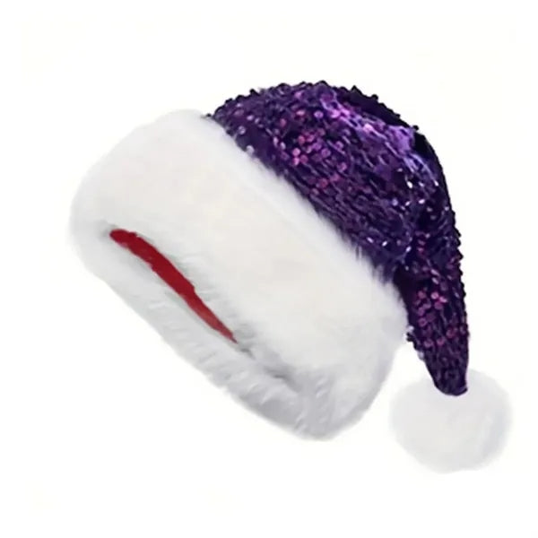 Christmas Santa Hat w/Sequins for Adult