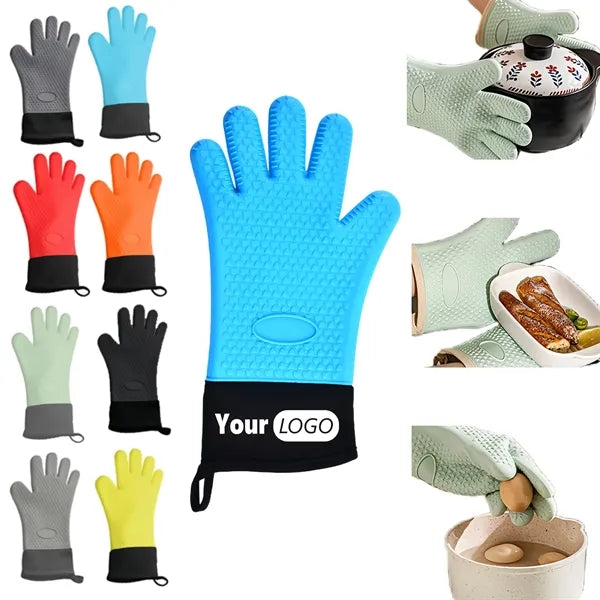 Flexible Five Finger Heat Resistant Silicone Oven Mitts