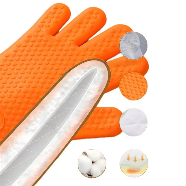 Flexible Five Finger Heat Resistant Silicone Oven Mitts