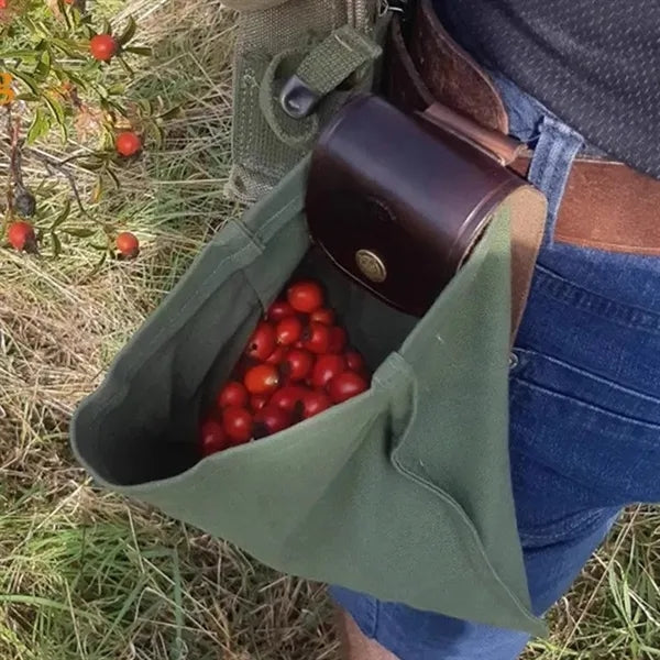 Drawstring Mushroom Gathering Foraging Bag with Metal Buckle