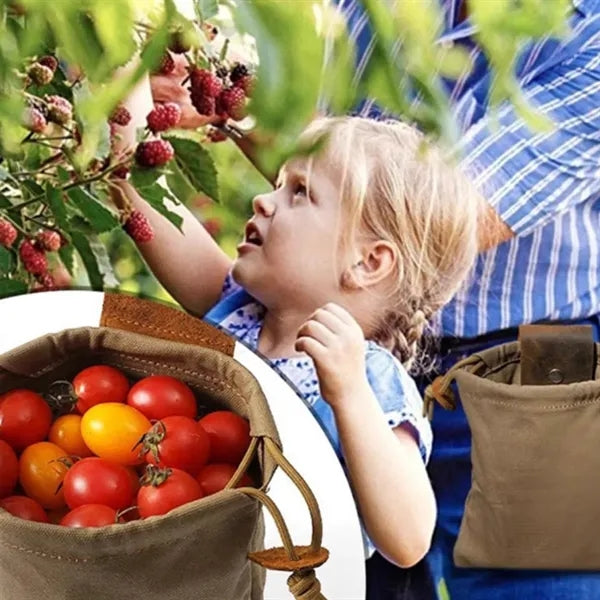 Drawstring Mushroom Gathering Foraging Bag with Metal Buckle