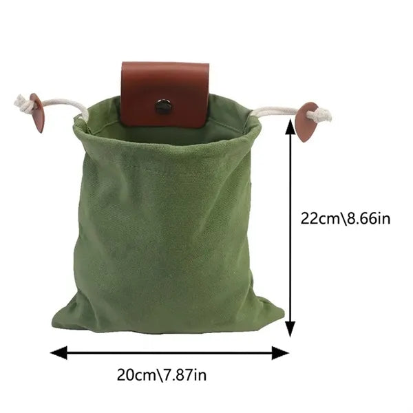 Drawstring Mushroom Gathering Foraging Bag with Metal Buckle