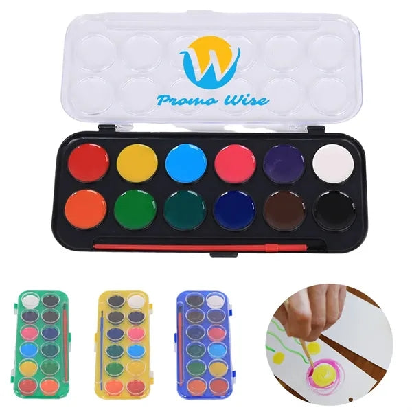 12-Color Blendable Rewettable Watercolor Set Portable Case