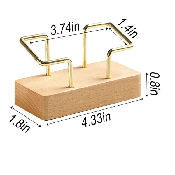 Beech Wood Base Golden-Stand Business Card Holder