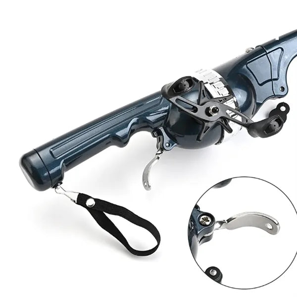Pocket Folding Telescopic Handle Fishing Rod Built-in Reel